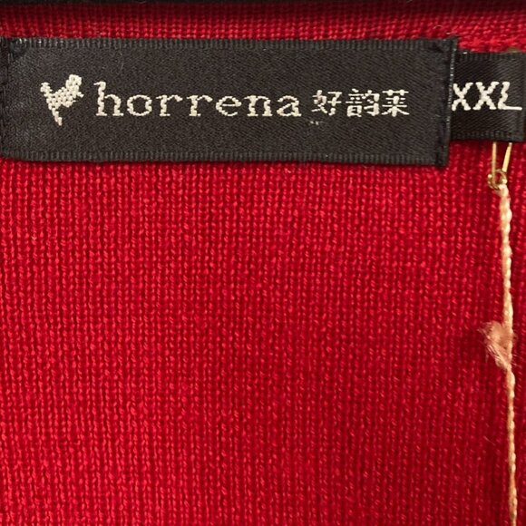 Horrena Red Knit Cardigan Sweater‎ Set, Size XXL, Embroidery Rhinestones NEW - Picture 2 of 16